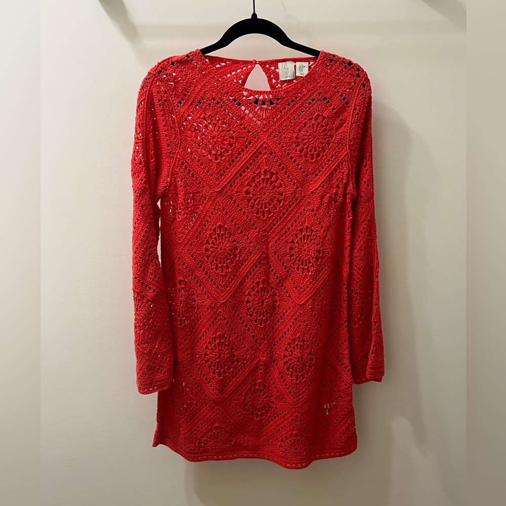 Joie Red Crochet Knit Cover Up